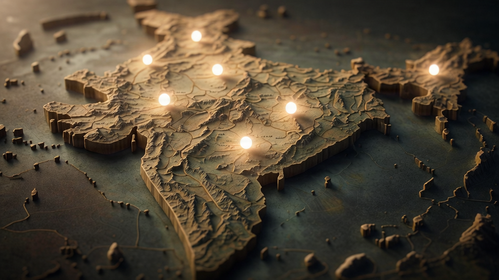 12 Jyotirlinga map of India spiritual concept