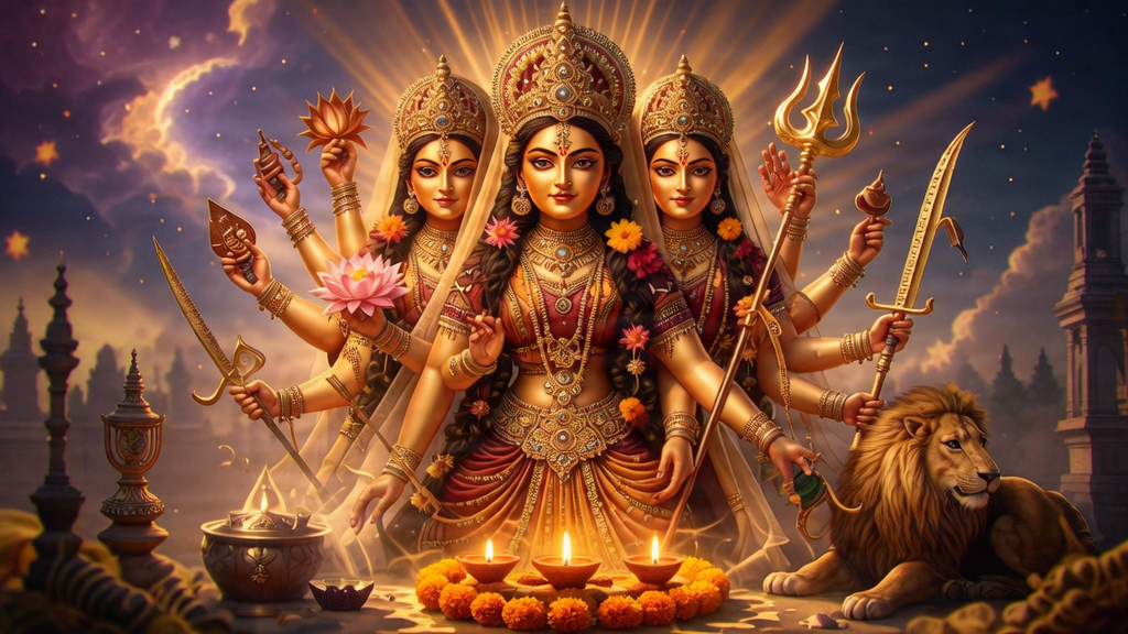 Navratri 9 Goddesses spiritual illustration